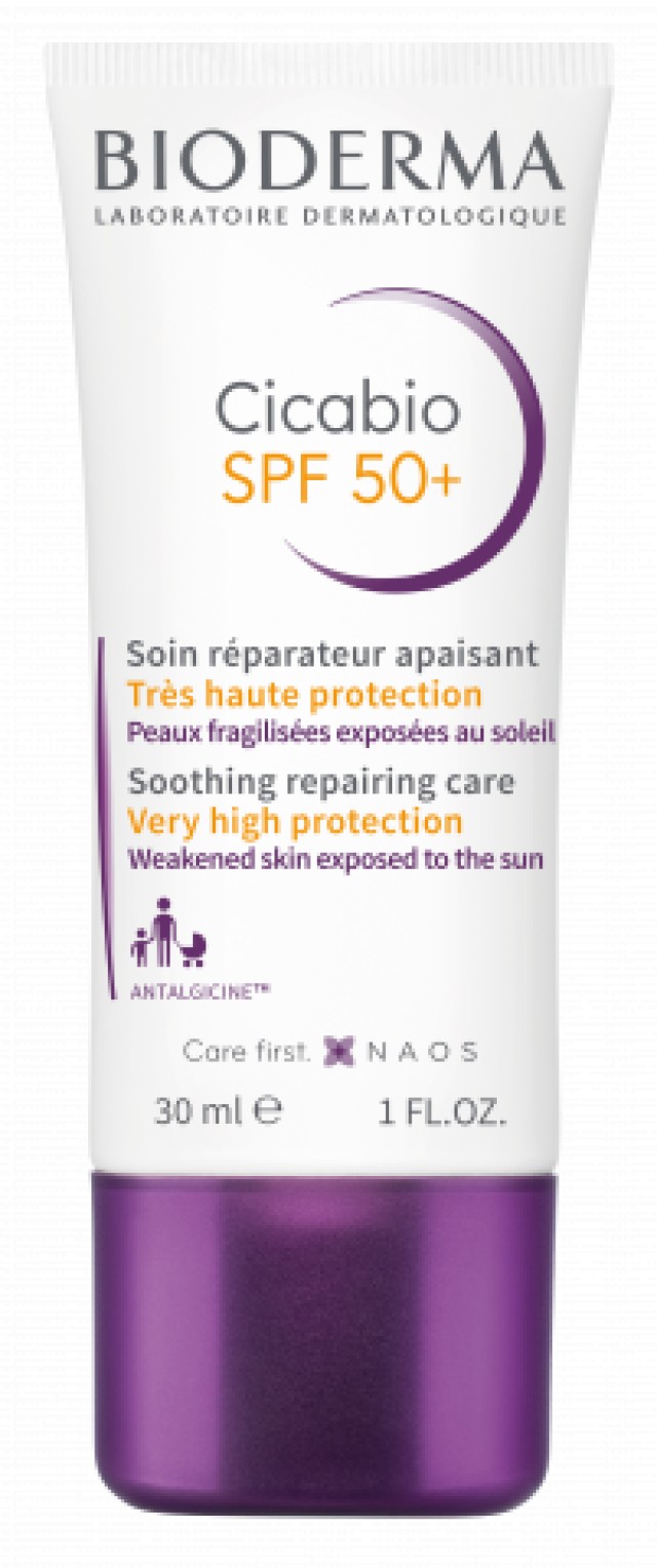 Βioderma Cicabio Soin Reparateur SPF50+ Αντηλιακή Κρέμα Προσώπου & Σώματος Πολύ Υψηλής Προστσίας 30ml