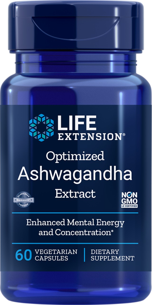 Life Extension Optimized Ashwagandha Συμπλήρωμα Διατροφής Με Το Βότανο Ashwagandha, 60 Φυτικές Κάψουλες
