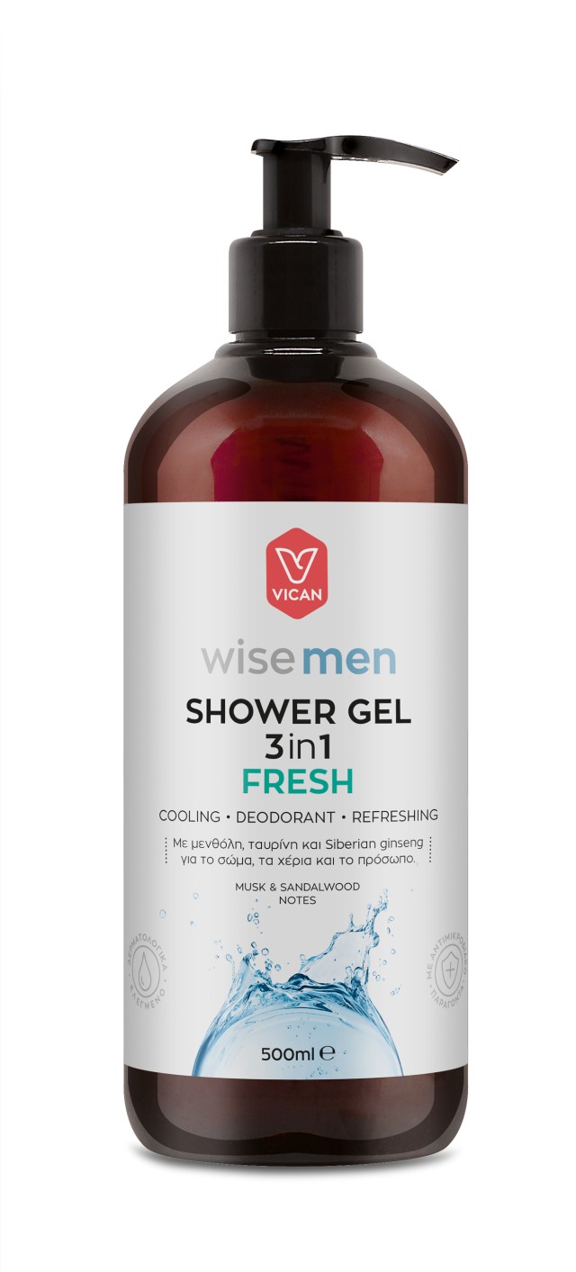 Wise Men Shower Gel Fresh Ανδρικό Αφρόλουτρο Με Αίσθηση Φρεσκάδας - Απαλό Άρωμα Σανταλόξυλου & Musk, 500ml