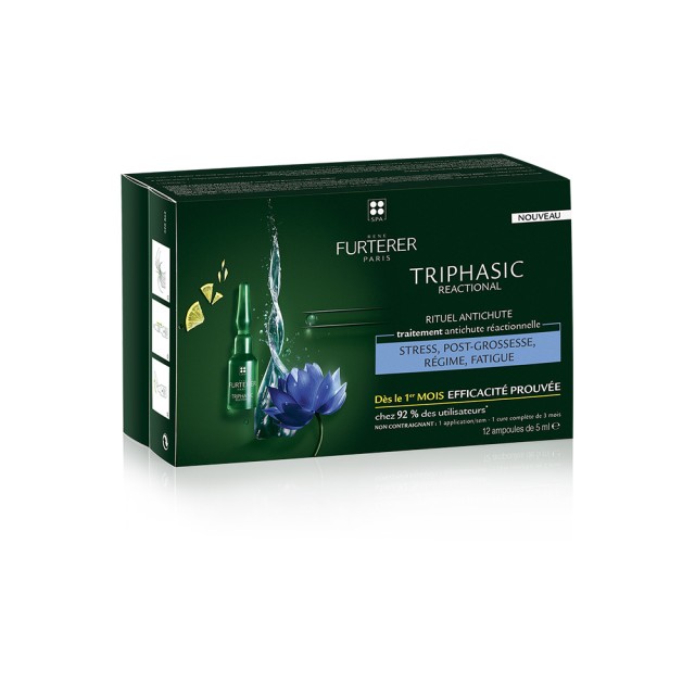Rene Furterer Triphasic Reactionel Anti-Hair Loss Ritual Αγωγή Κατά της Αντιδραστικής Τριχόπτωσης, 12 αμπούλες x 5ml