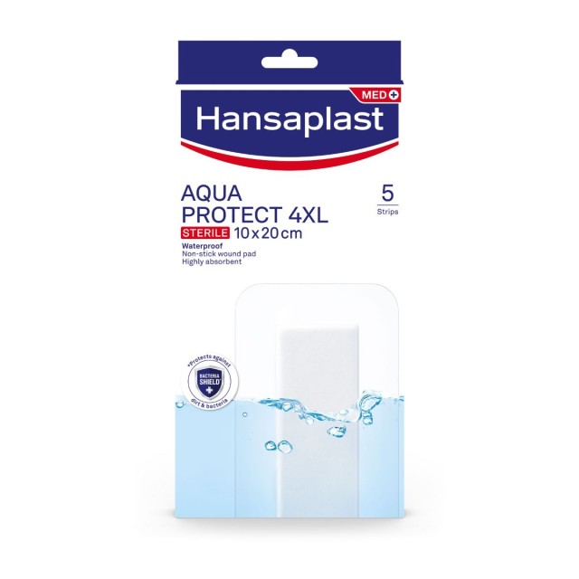 Hansaplast Aδιάβροχα και Αποστειρωμένα Αυτοκόλλητα Επιθέματα Aqua Protect 4XL 10x20cm, 5 Τεμάχια