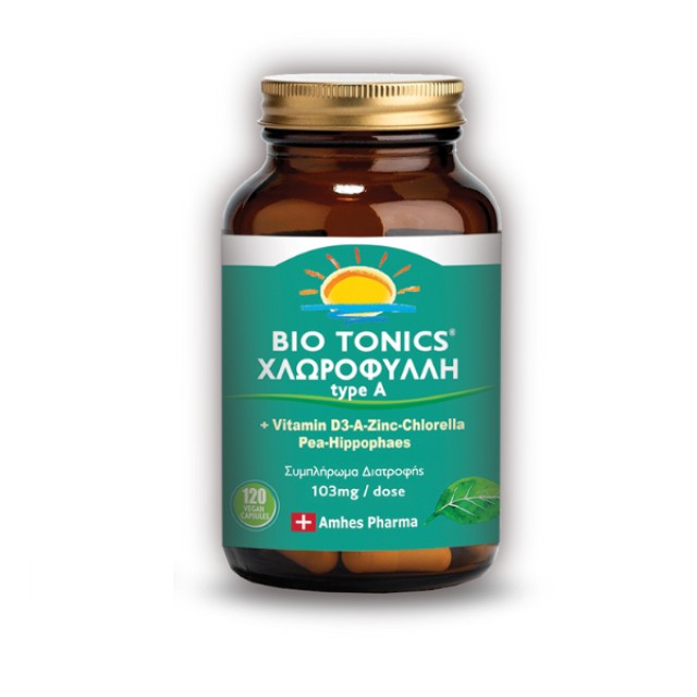 Bio Tonics Chlorophyll Type A Χλωροφύλλη, 120 Φυτικές Κάψουλες