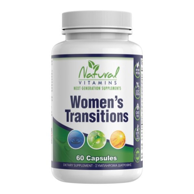 Natural Vitamins Women’s Transitions Συμπλήρωμα Διατροφής για την Καταστολή των Συμπτωμάτων της Εμμηνόπαυσης, 60caps