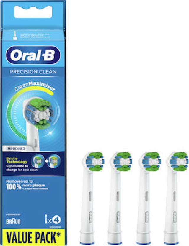Oral-B Precision Clean CleanMaximiser Value Pack Ανταλλακτικές Κεφαλές για Ηλεκτρική Οδοντόβουρτσα, 4 Τεμάχια