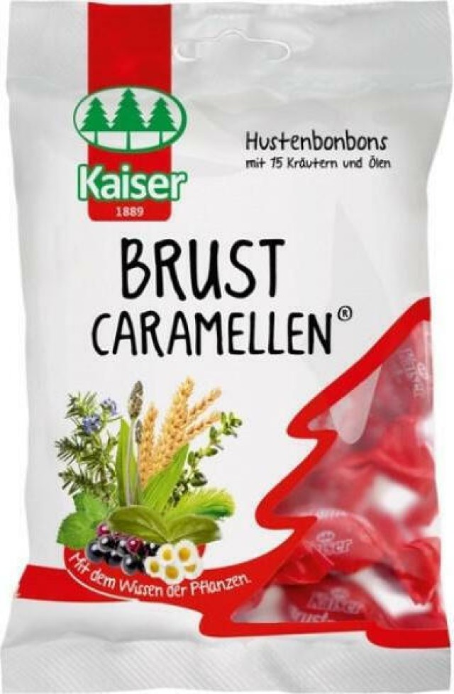 Kaiser Brust Caramellen Καραμέλες για το Βήχα με 15 Βότανα & Έλαια, 75gr