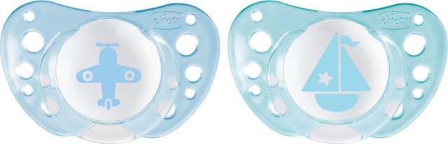 Chicco Πιπίλα Physio Air Σιλικόνης 0-6m+ Χρώμα:Σιέλ, 2 Τεμάχια