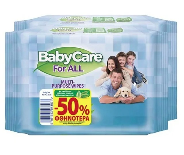 BabyCare Promo Pack For All Mini Pack Υγρά Μαντήλια Πολλών Χρήσεων, 2x20τμχ