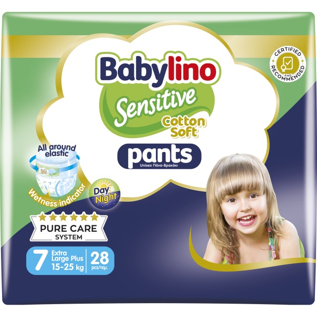 Babylino Sensitive Pants Cotton Soft Unisex No7 Extra Large Plus 15-25kg Πάνες Βρακάκι, 28τμχ