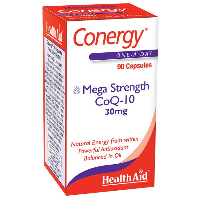 Health Aid Conergy Mega Strength CoQ-10 30mg Συμπλήρωμα Διατροφής με Συνένζυμο Q10 με Αντιοξειδωτική Δράση, 90 Κάψουλες