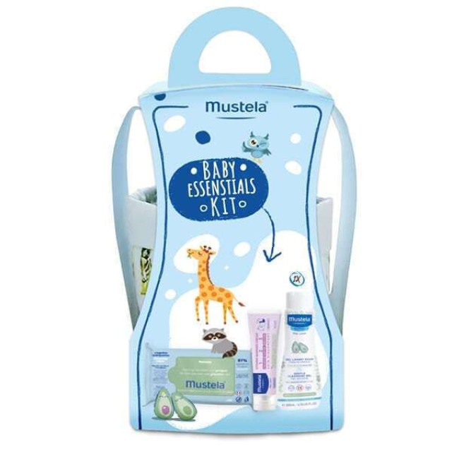 Mustela Promo Baby Essentials Kit Gentle Cleansing Gel Απαλό Τζελ Καθαρισμού 2x200ml + Cleansing Wipes Μωρομάντηλα Καθαρισμού με Βιολογικό Αβοκάντο 60τμχ + Vitamin Barrier Cream Κρέμα Αλλαγής Πάνας 100ml