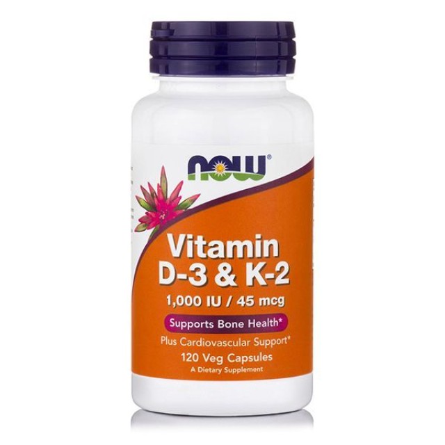 Now Foods Vitamin D-3 & K-2 Συμπλήρωμα Διατροφής Ειδική Φόρμουλα Κατά της Οστεοπόρωσης, 120 Κάψουλες
