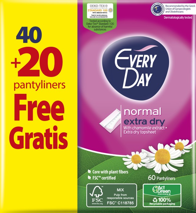 EveryDay Normal Extra Dry Σερβιετάκια Economy Pack (40τ & 20τμχ) 60τμχ