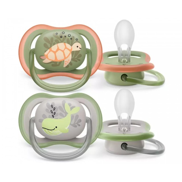 Philips Avent Πιπίλα Ultra Air, 6-18 μηνών+, Whale/Turtle (2 τεμάχια)