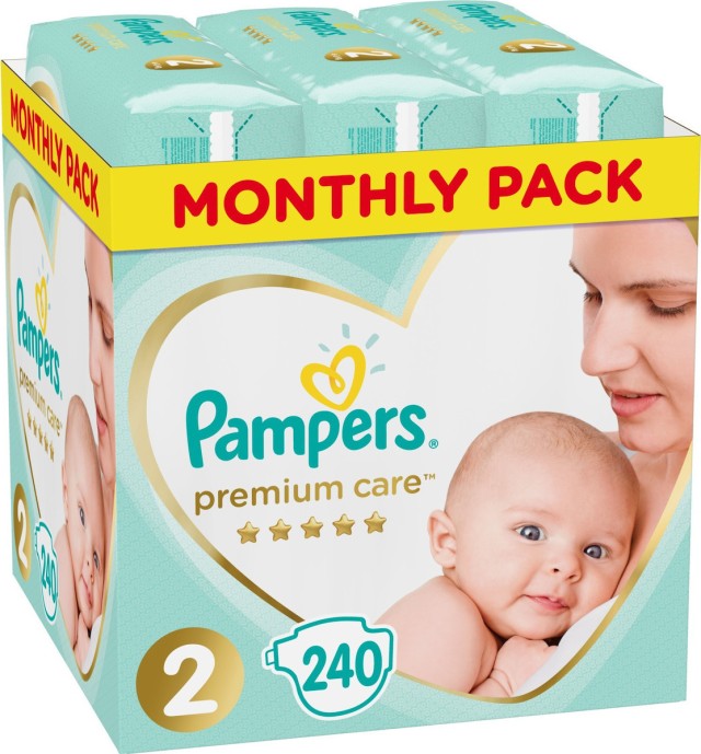 Pampers Premium Care Monthly Pack Νο2 Πάνες (4-8kg), 224τμχ