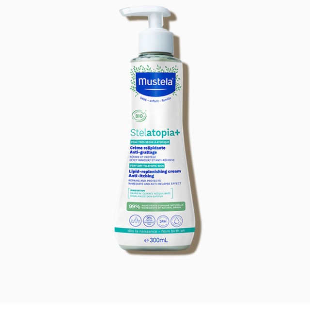Mustela Stelatopia+ Lipid-Replenishing Cream Κρέμα Αναπλήρωσης Λιπιδίων Κατά του Κνησμού για Πρόσωπο & Σώμα, 300ml
