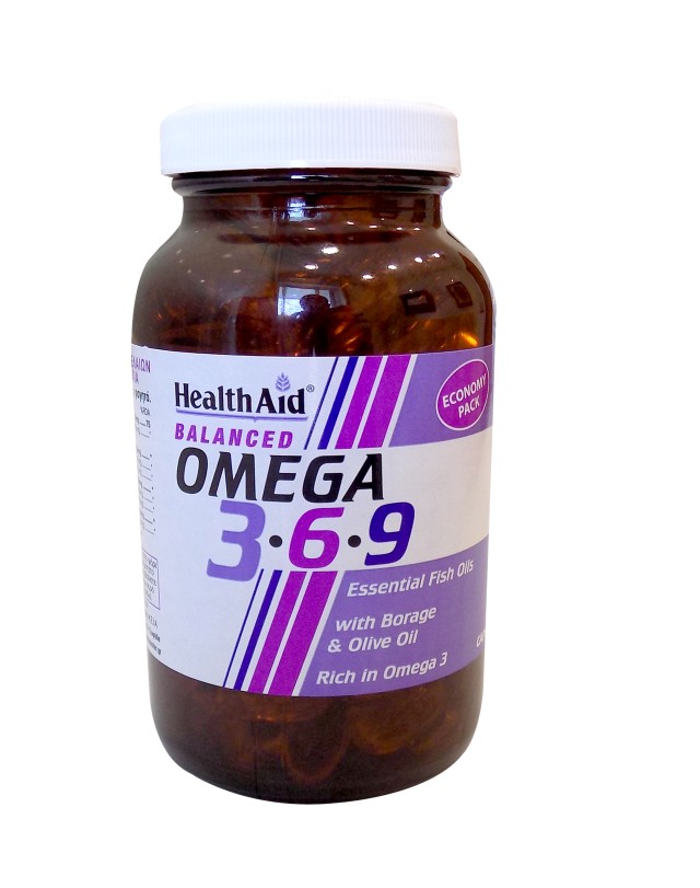 Health Aid Omega 3-6-9 Συμπλήρωμα Διατροφής με Ιχθυέλαια, Έλαιο Μποράγκου & Ελιάς για Προστασία της Καρδιάς & του Κυκλοφορικού, 90 Κάψουλες