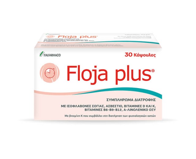 Floja Plus Συμπλήρωμα Διατροφής για την Αντιμετώπιση των Συμπτωμάτων της Εμμηνόπαυσης, 30 Κάψουλες