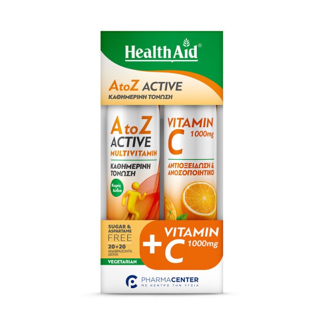 Health Aid Promo Pack A to Z Active, 20tabs & Vitamin C 1000mg, 20tabs