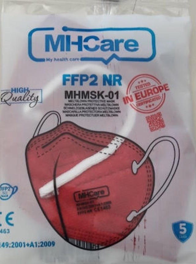 MHCare Mhmsk-01 Μάσκα Προστασίας FFP2 NR σε Μπορντό χρώμα 1 Tεμάχιo