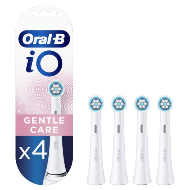Oral-B iO Gentle Care White Ανταλλακτικές Κεφαλές Ηλεκτρικής Οδοντόβουρτσας για Ευαίσθητα Δόντια & Ούλα Λευκό Χρώμα, 4 Τεμάχια