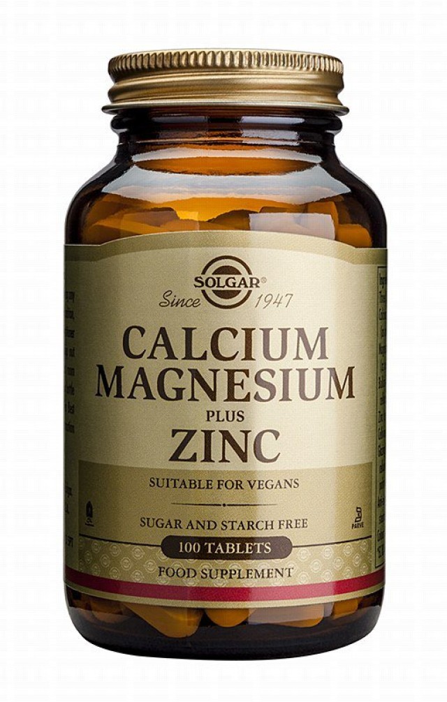 Solgar Calcium Magnesium Plus Zinc Συμπλήρωμα Διατροφής Για Οστά Και Αρθρώσεις, 100 Ταμπλέτες