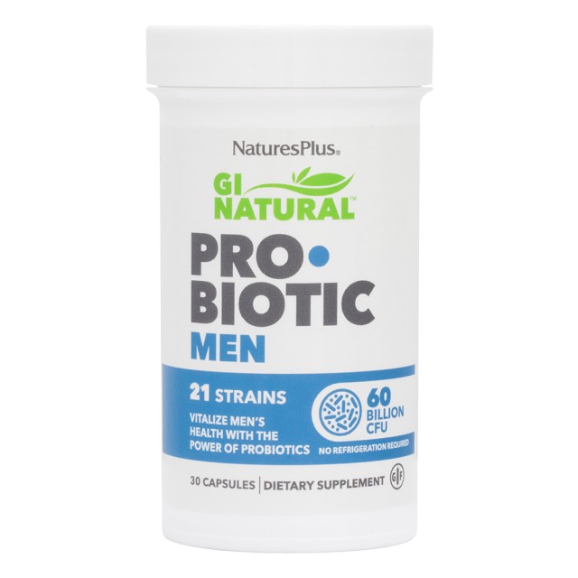 Natures Plus Gi Natural Probiotic Men Προβιοτικά Για Άνδρες Με Πρεβιοτικές Φυτικές Ίνες, 30 Κάψουλες