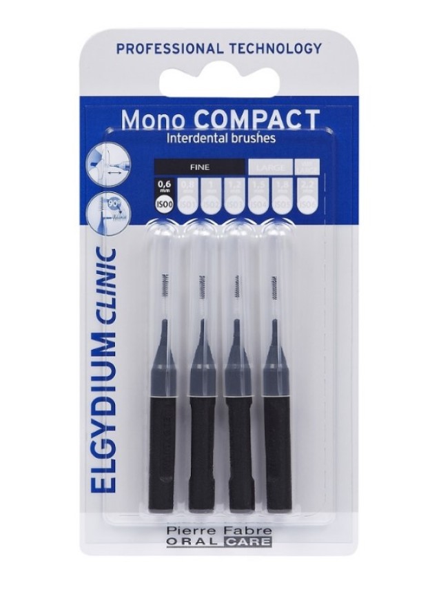 Elgydium Clinic Mono Compact Black Μεσοδόντια Βουρτσάκια 0.35mm 4 Τεμάχια