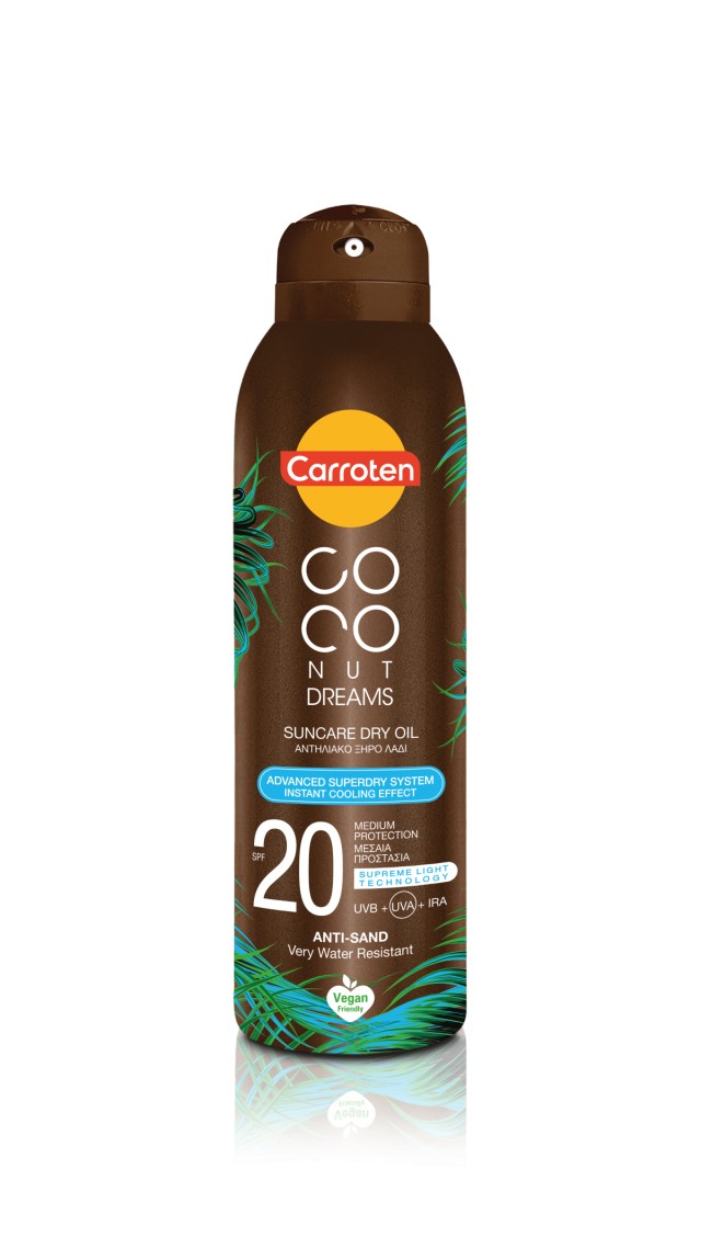 Carroten Αντηλιακό Ξηρό Λάδι Μαυρίσματος Coconut Dreams Spray Spf20, 150ml