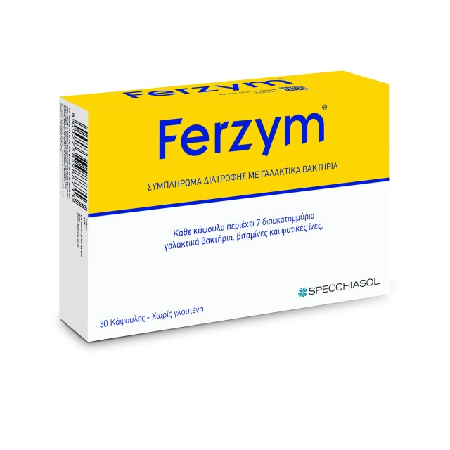 Specchiasol Ferzym Συμπλήρωμα Διατροφής με Ωφέλιμα Βακτήρια, Βιταμίνες Β και Φυτικές Ίνες, 30 κάψουλες