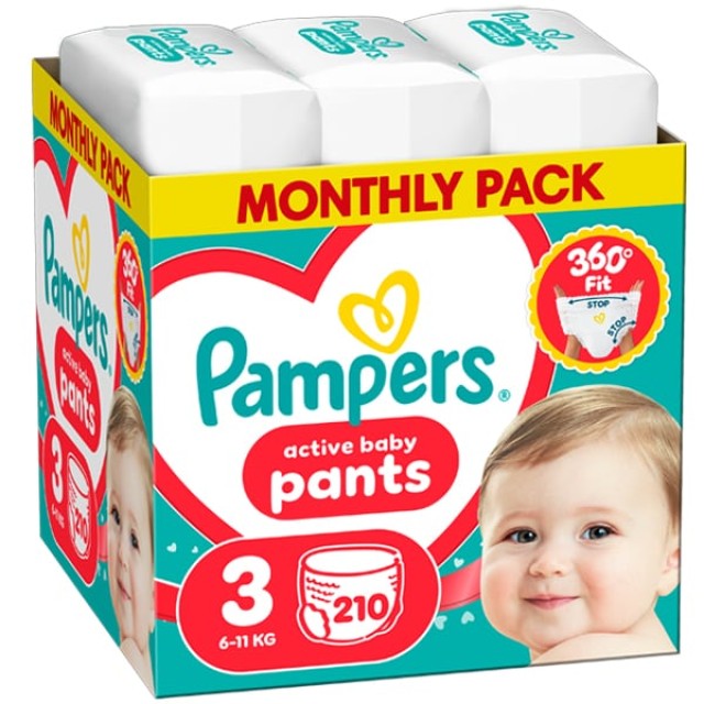Pampers Αctive Baby Pants Monthly Pack No3 (6-11kg) Βρεφικές Πάνες ...