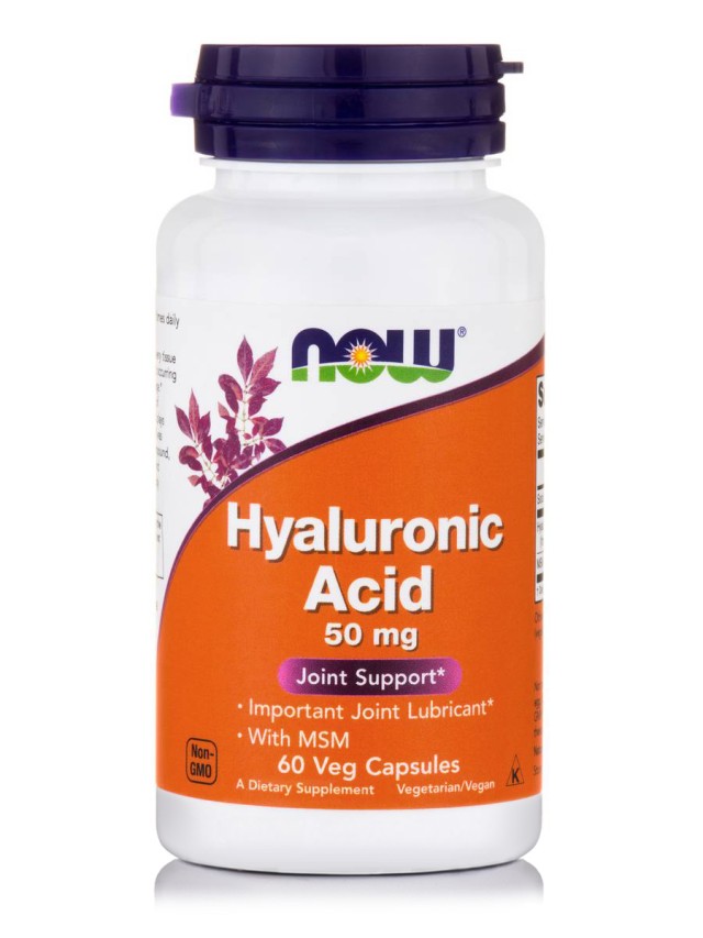 Now Foods Hyaluronic Acid 50mg with MSM Συμπλήρωμα Διατροφής για Υγιή Οστά & Αρθρώσεις, 60 κάψουλες