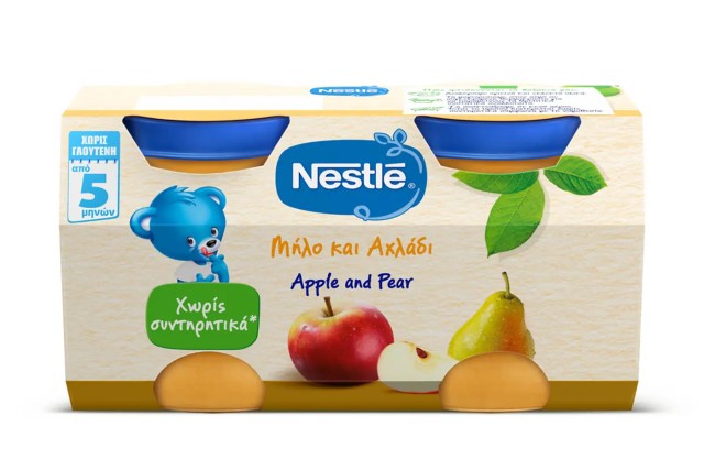 Nestle Φρουτόκρεμα Μήλο & Αχλάδι 5m+ Χωρίς Γλουτένη, 250gr