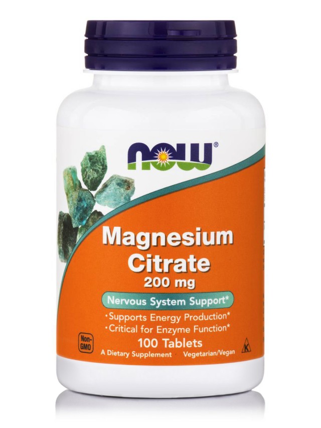 Now Magnesium Citrate 200mg, 100 Ταμπλέτες