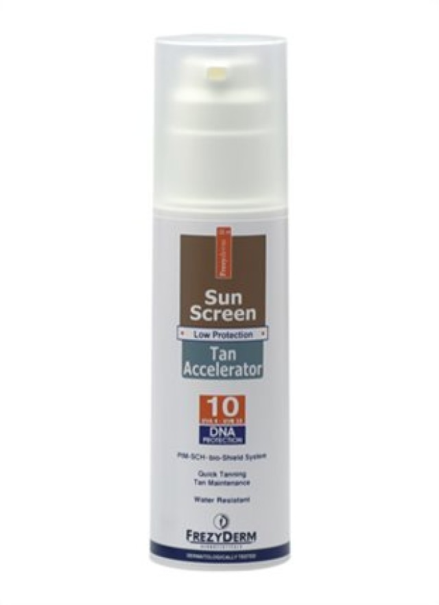 Frezyderm Sun Screen Tan Accelerator SPF10 Αντηλιακό για Πρόσωπο - Σώμα με Επιταχυντές Μαυρίσματος 150ml