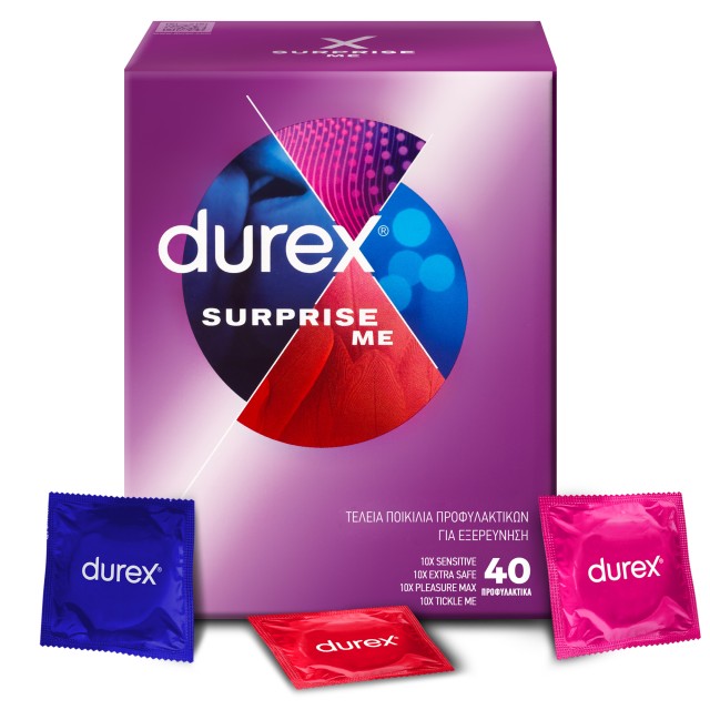 Durex Surprise Me Variety Box Ποικιλία Προφυλακτικών, 40 τεμάχια