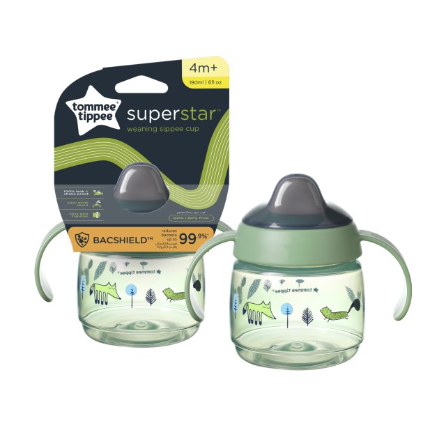 Tommee Tippee Sippee Cup Εκπαιδευτικό Kύπελλο 4m+ με στόμιο Μαλακής Σιλικόνης Πράσινο, 190ml