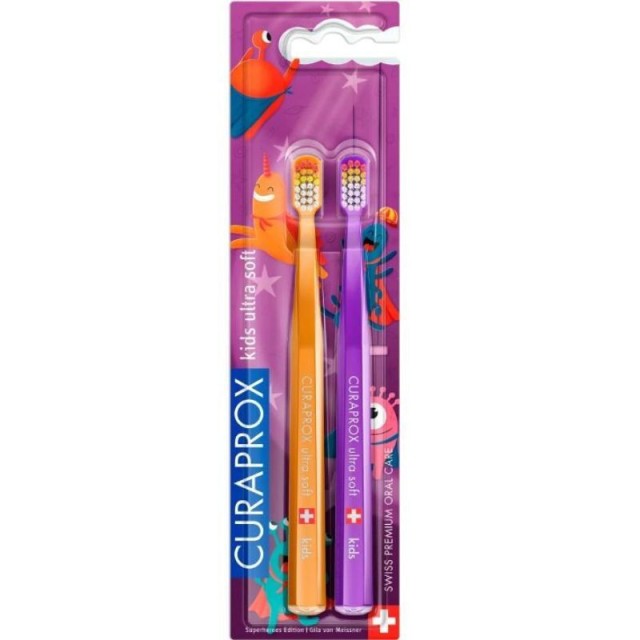 Curaprox CS 5460 Kids Duo Superheroes Edition Ultra Soft, Οδοντόβουρτσα Παιδική Πολύ Μαλακή 2 τμχ