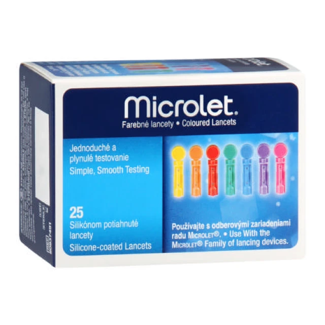Bayer Microlet Colored Lancets Sugar Needles, 25 Pieces
