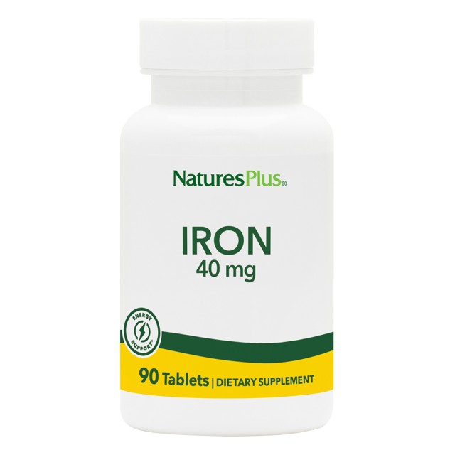 Natures Plus High Potency Iron 40mg Συμπλήρωμα Διατροφής Σιδήρου, 90 Ταμπλέτες