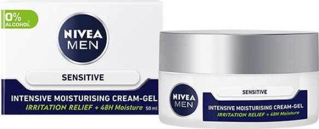 Nivea Men Sensitive Intensive Moisturising Cream Gel Ανδρική Ενυδατική Κρέμα Προσώπου, 50ml