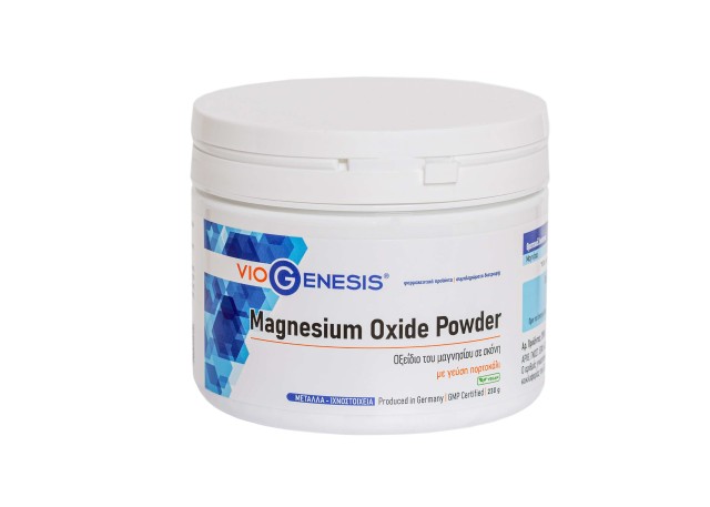Viogenesis Magnesium Oxide Powder με Γεύση Πορτοκάλι, 230gr