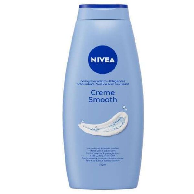 Nivea Creme Smooth Κρεμώδες Απαλό Αφρόλουτρο με Shea Butter για Μεταξένια Επιδερμίδα, 750ml