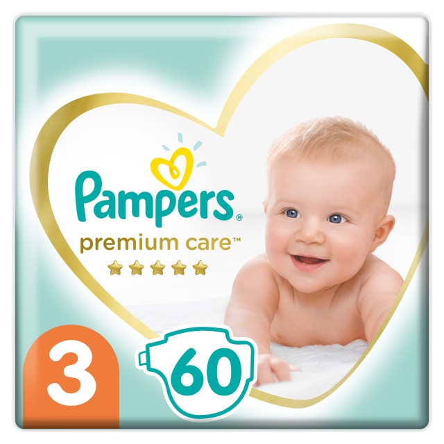 Pampers Premium Care Πάνες με Αυτοκόλλητο Μέγεθος 3 (6-10kg), 60 Τεμάχια