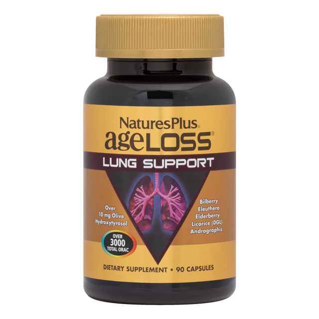 Natures Plus Ageloss Lung Support Συμπλήρωμα Διατροφής για την Υποστήριξη των Πνευμόνων, 90 Κάψουλες