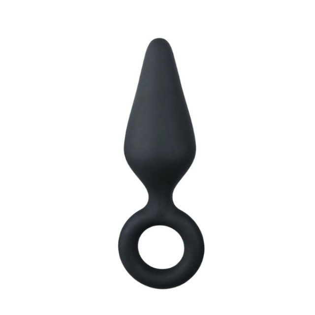 EasyToys Black Buttplugs With Pull Ring Medium Πρωκτική Σφήνα Μαύρο, 1τμχ