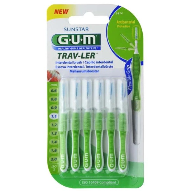 Gum Trav-Ler Ultra Fine Tapered 1.1mm Μεσοδόντια Βουρτσάκια 1414, 6τμχ