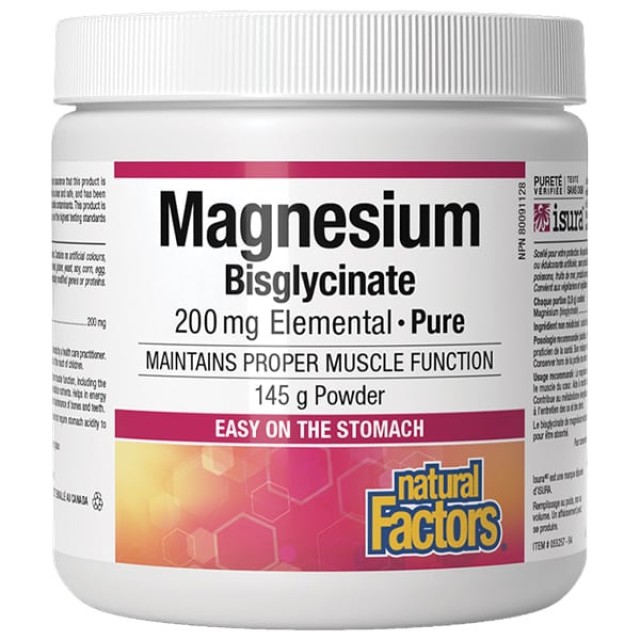 Natural Factors Magnesium Bisglycinate 200mg Συμπλήρωμα Διατροφής μ...