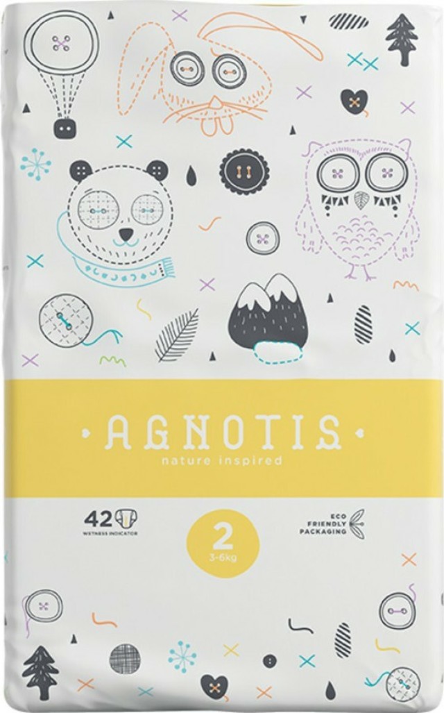 Agnotis Βρεφικές Πάνες No2 (3-6 Kg) με Αυτοκόλλητο 42 τμχ