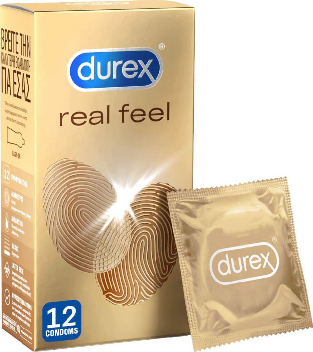 Durex Real Feel Προφυλακτικά για πιο Φυσική Αίσθηση, 12 τεμάχια