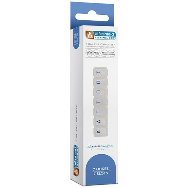 Alfashield 7-Day Pill Organizer with 7 Slots Θήκη Εβδομαδιαίας Οργά...